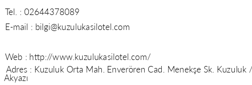 Kuzuluk Asil Otel telefon numaralar, faks, e-mail, posta adresi ve iletiim bilgileri